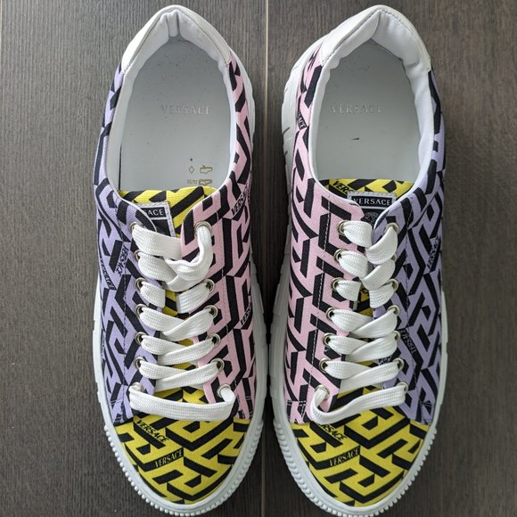 Versace La Greca Coated Canvas Sneakers - Picture 2 of 11
